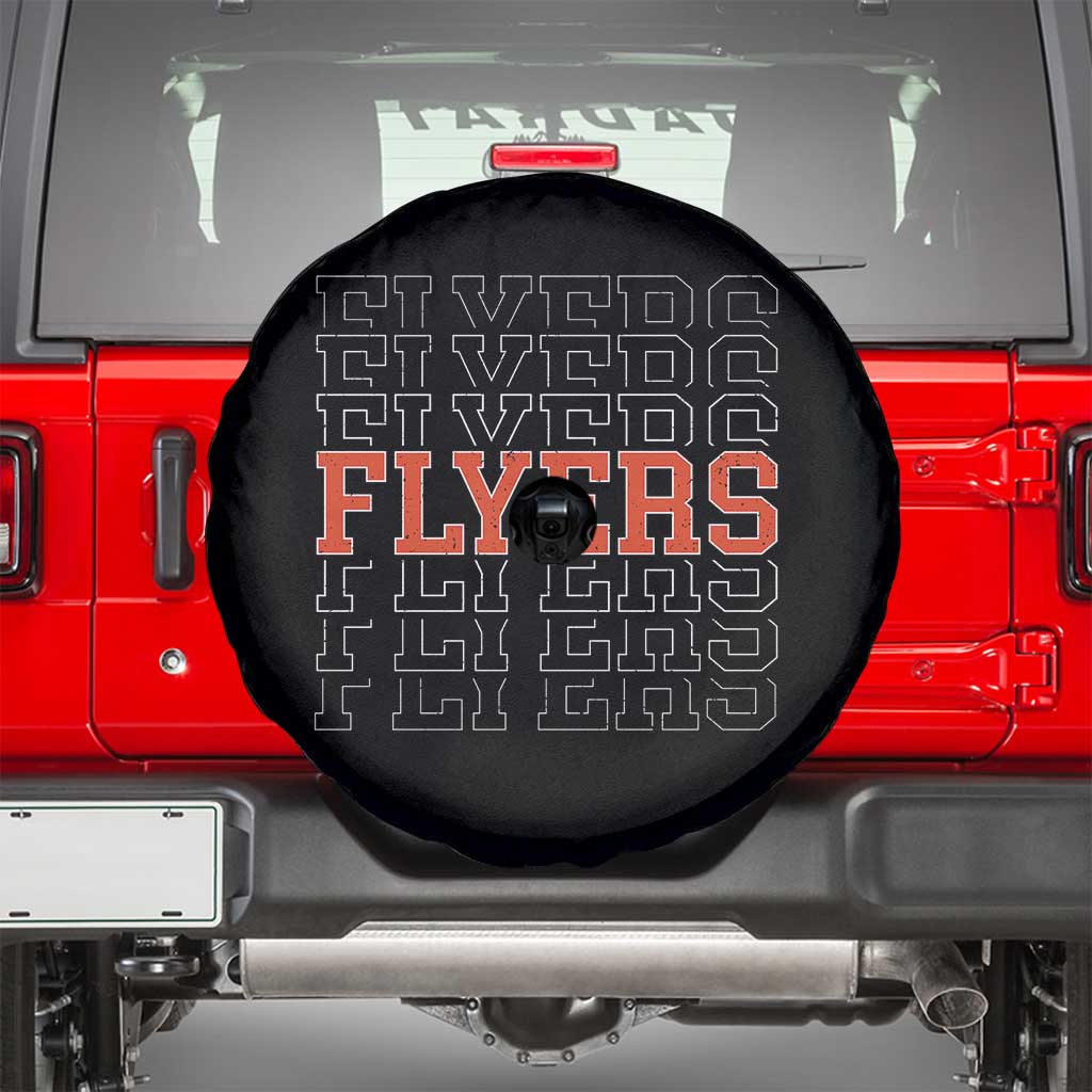 Retro Flyers Name Script Style Spare Tire Cover Vintage Distressed Graphic Sports Fan Pride TS02 Black Print Your Wear