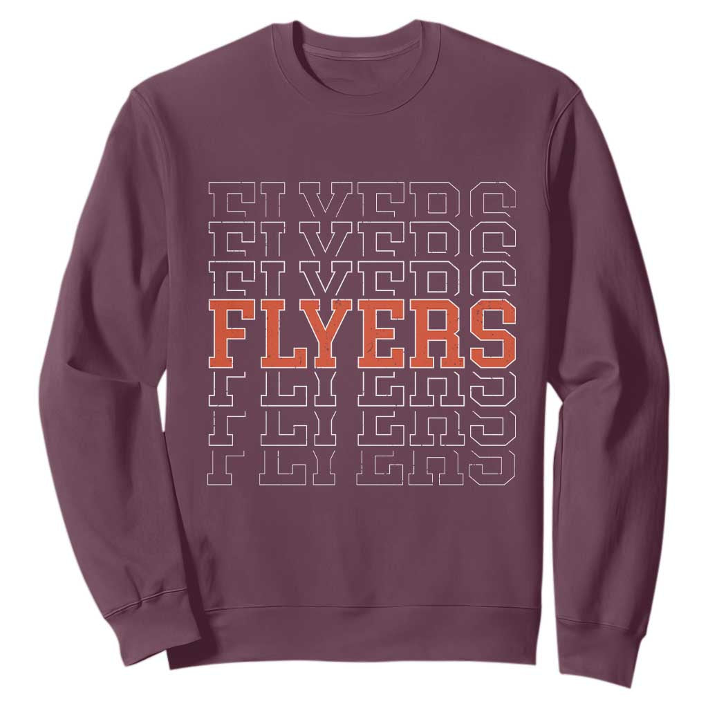 Retro Flyers Name Script Style Sweatshirt Vintage Distressed Graphic Sports Fan Pride TS02 Maroon Print Your Wear