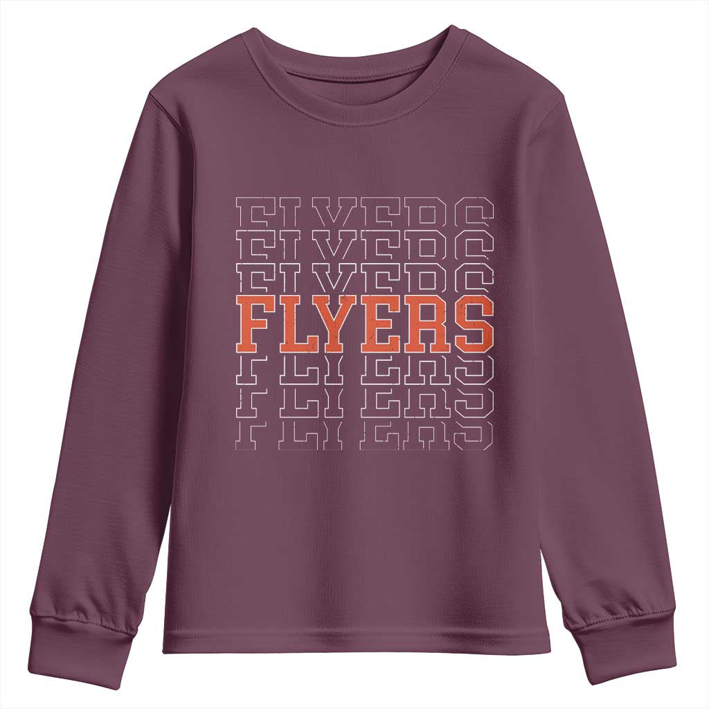 Retro Flyers Name Script Style Youth Sweatshirt Vintage Distressed Graphic Sports Fan Pride TS02 Maroon Print Your Wear