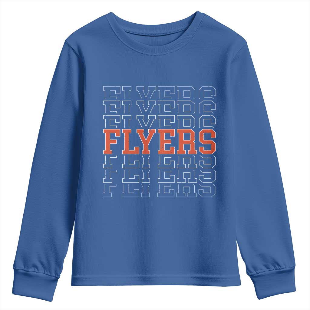 Retro Flyers Name Script Style Youth Sweatshirt Vintage Distressed Graphic Sports Fan Pride TS02 Royal Blue Print Your Wear