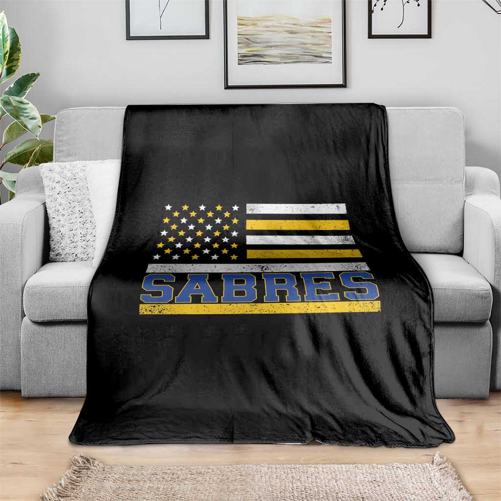 Retro Patriotic Sabres Name Pride American Flag Throw Blanket Distressed Sports Fan Graphic TS02 Print Your Wear