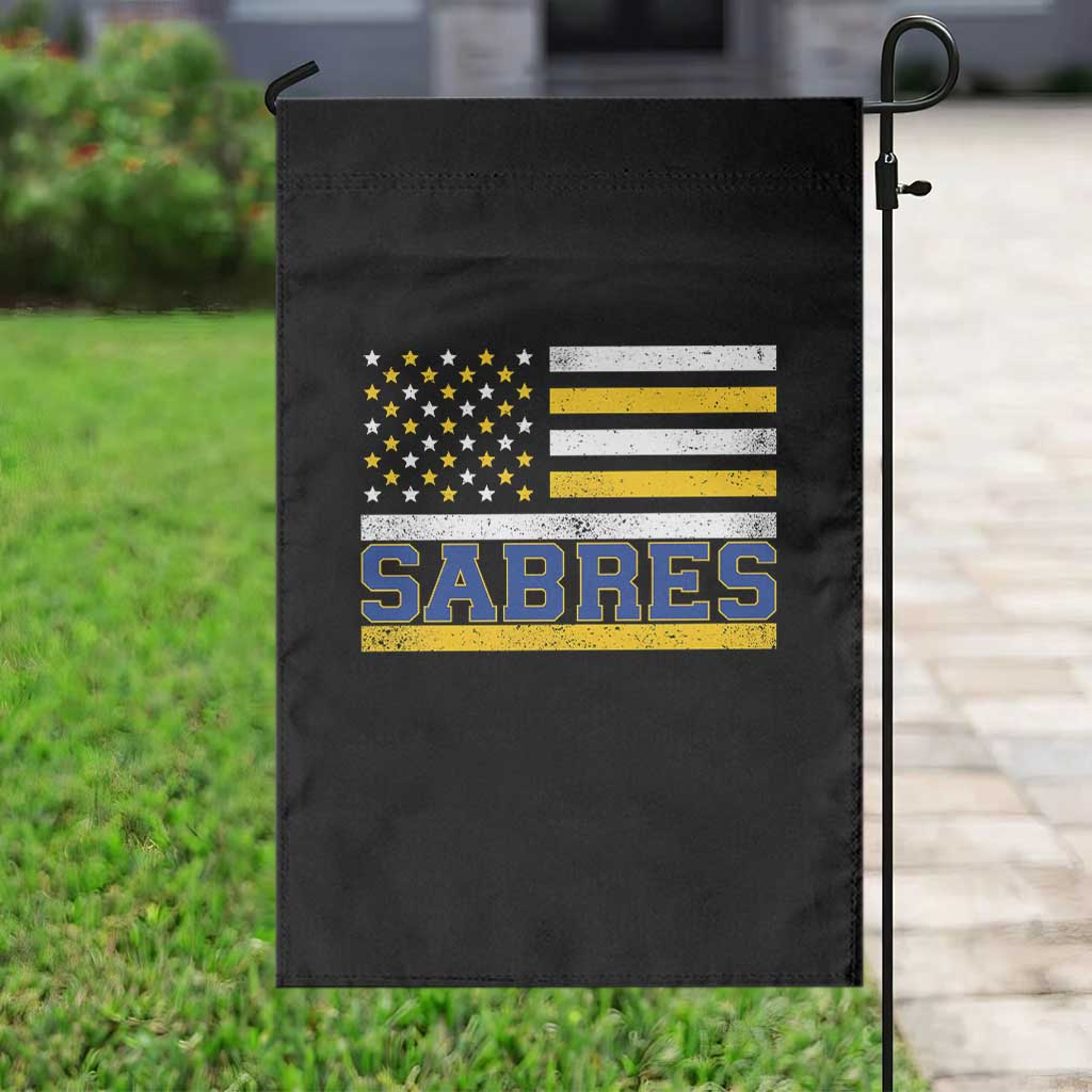Retro Patriotic Sabres Name Pride American Flag Garden Flag Distressed Sports Fan Graphic TS02 Print Your Wear