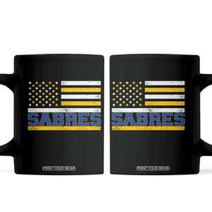 Retro Patriotic Sabres Name Pride American Flag Coffee Mug Distressed Sports Fan Graphic TS02 Black Print Your Wear