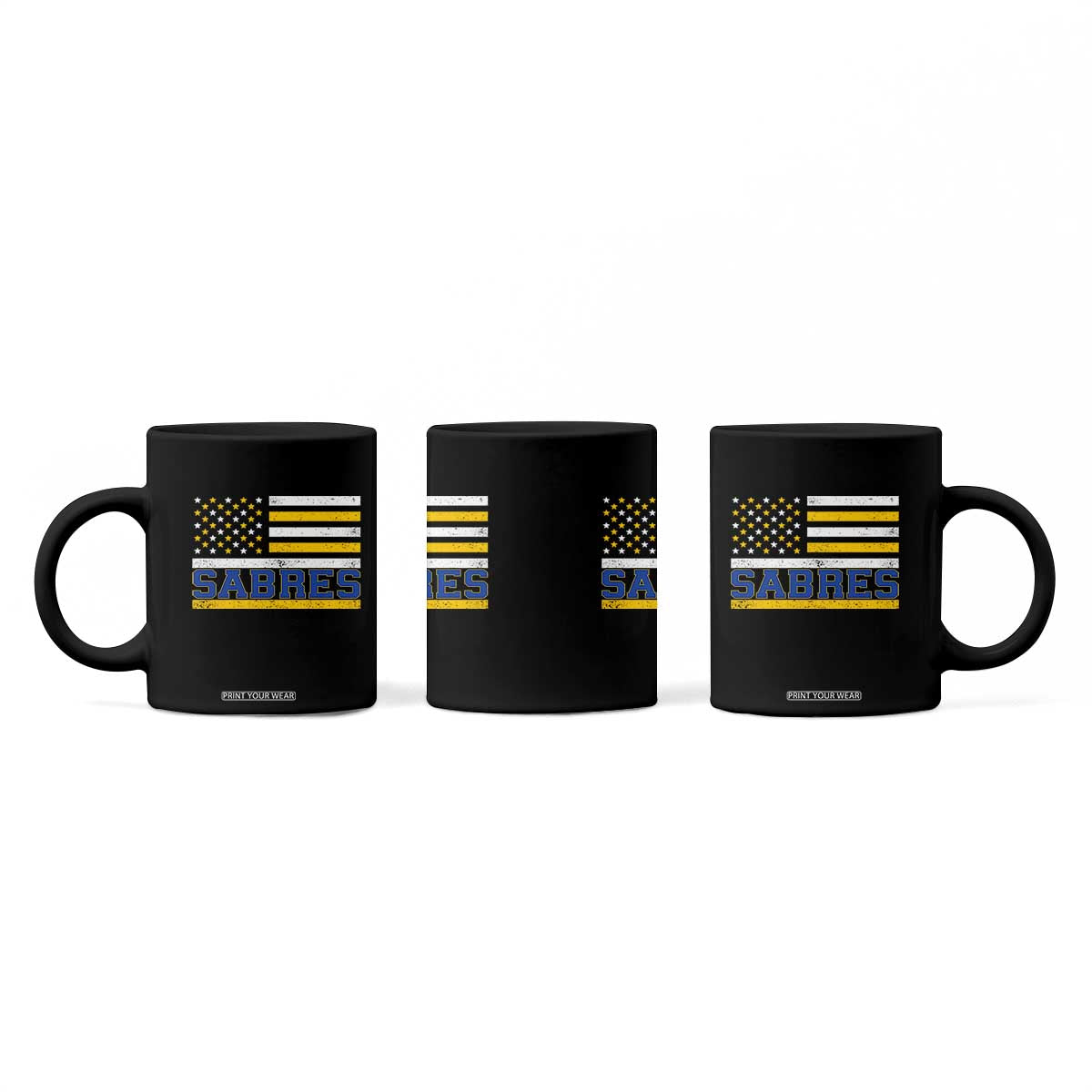 Retro Patriotic Sabres Name Pride American Flag Coffee Mug Distressed Sports Fan Graphic TS02 Print Your Wear