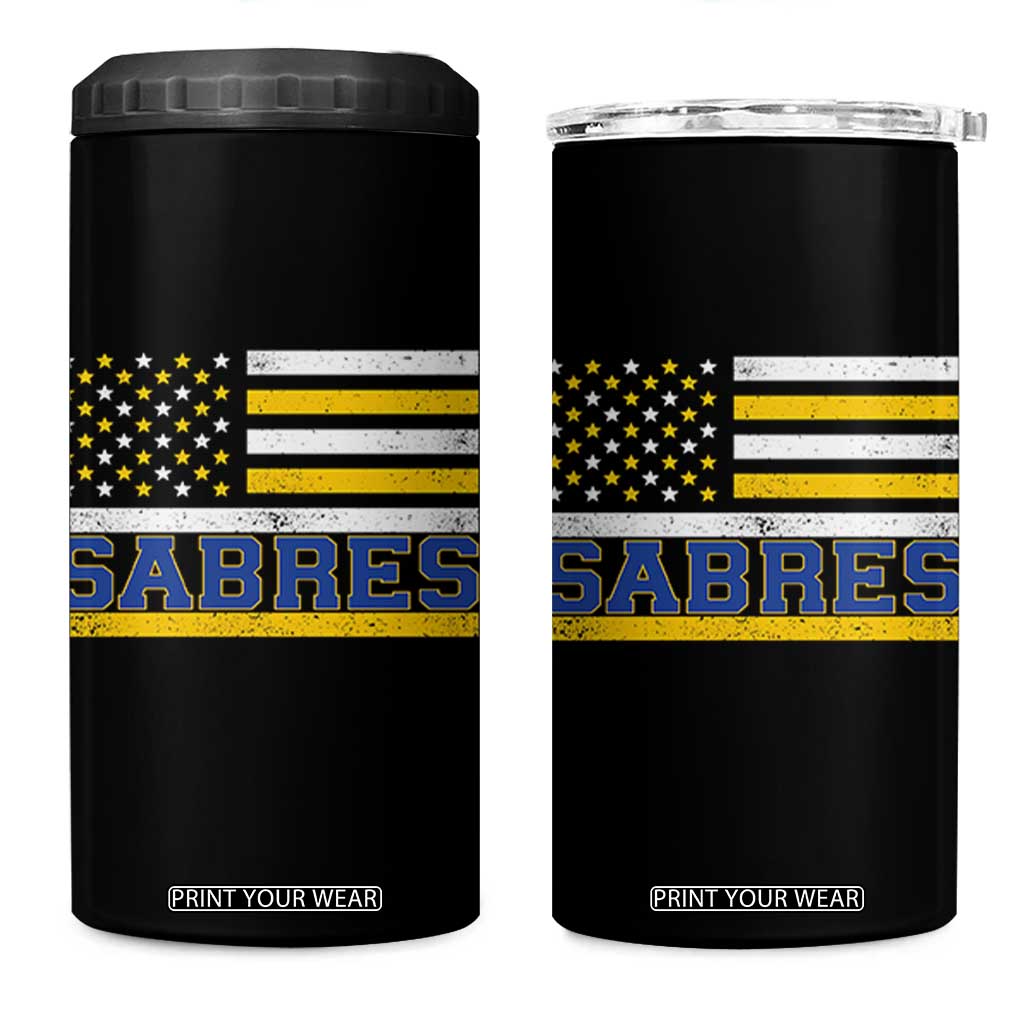 Retro Patriotic Sabres Name Pride American Flag 4 in 1 Can Cooler Tumbler Distressed Sports Fan Graphic TS02 One Size: 16 oz Black Print Your Wear