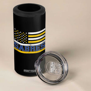 Retro Patriotic Sabres Name Pride American Flag 4 in 1 Can Cooler Tumbler Distressed Sports Fan Graphic TS02 Print Your Wear