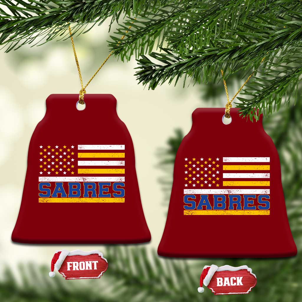 Retro Patriotic Sabres Name Pride American Flag Ceramic Ornament Distressed Sports Fan Graphic TS02 Print Your Wear
