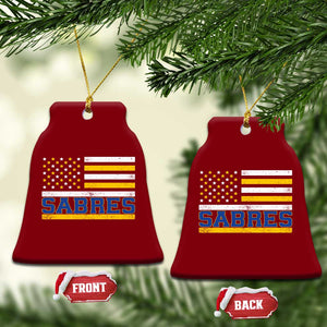 Retro Patriotic Sabres Name Pride American Flag Ceramic Ornament Distressed Sports Fan Graphic TS02 Print Your Wear