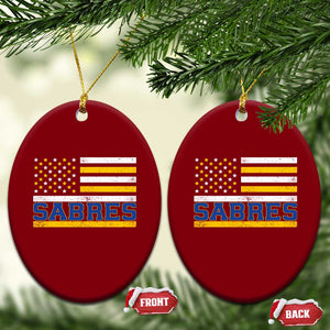 Retro Patriotic Sabres Name Pride American Flag Ceramic Ornament Distressed Sports Fan Graphic TS02 Print Your Wear