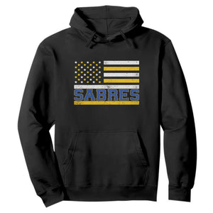 Retro Patriotic Sabres Name Pride American Flag Hoodie Distressed Sports Fan Graphic TS02 Black Print Your Wear