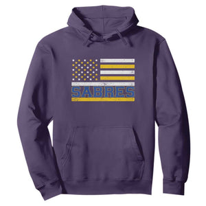 Retro Patriotic Sabres Name Pride American Flag Hoodie Distressed Sports Fan Graphic TS02 Purple Print Your Wear