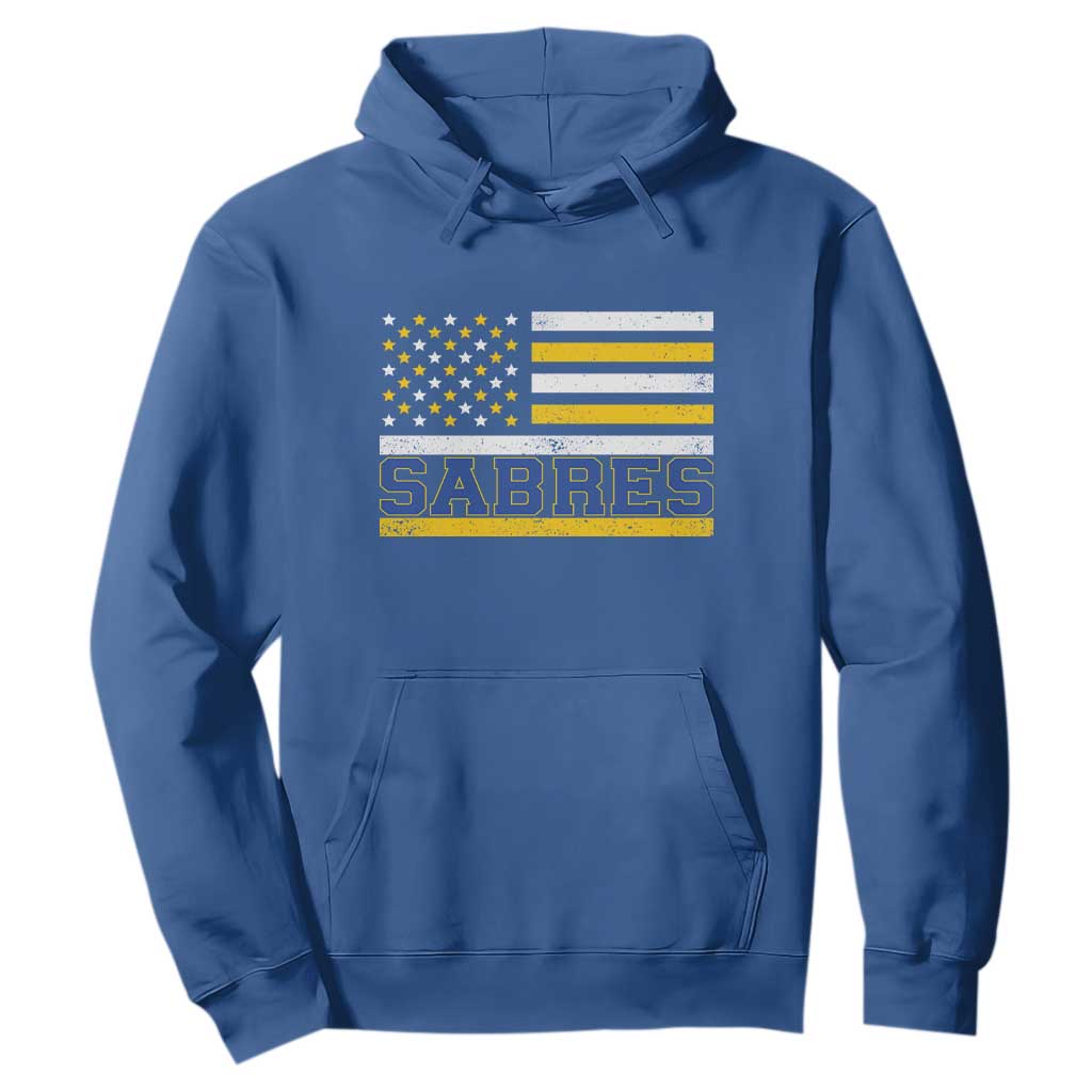 Retro Patriotic Sabres Name Pride American Flag Hoodie Distressed Sports Fan Graphic TS02 Royal Blue Print Your Wear