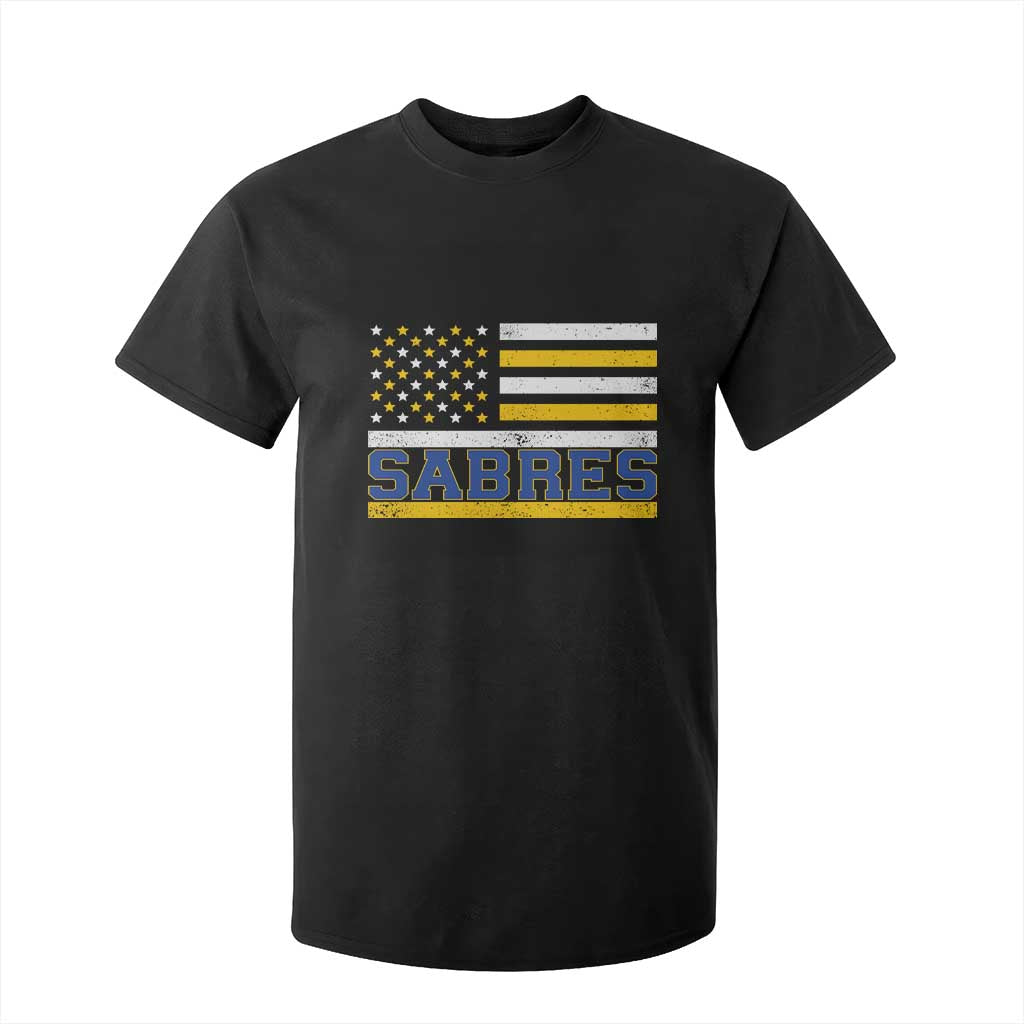 Retro Patriotic Sabres Name Pride American Flag T Shirt For Kid Distressed Sports Fan Graphic TS02 Black Print Your Wear