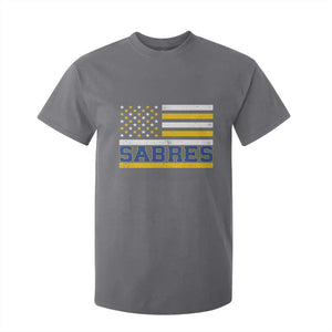 Retro Patriotic Sabres Name Pride American Flag T Shirt For Kid Distressed Sports Fan Graphic TS02 Charcoal Print Your Wear