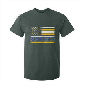 Retro Patriotic Sabres Name Pride American Flag T Shirt For Kid Distressed Sports Fan Graphic TS02 Dark Forest Green Print Your Wear