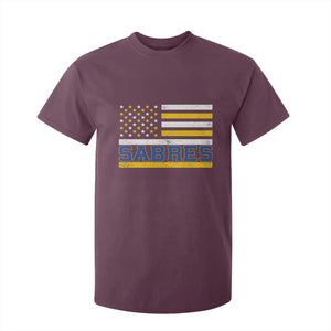 Retro Patriotic Sabres Name Pride American Flag T Shirt For Kid Distressed Sports Fan Graphic TS02 Maroon Print Your Wear