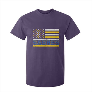 Retro Patriotic Sabres Name Pride American Flag T Shirt For Kid Distressed Sports Fan Graphic TS02 Purple Print Your Wear