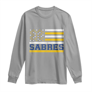 Retro Patriotic Sabres Name Pride American Flag Long Sleeve Shirt Distressed Sports Fan Graphic TS02 Sport Gray Print Your Wear