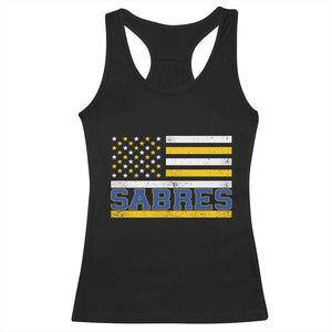 Retro Patriotic Sabres Name Pride American Flag Racerback Tank Top Distressed Sports Fan Graphic TS02 Black Print Your Wear