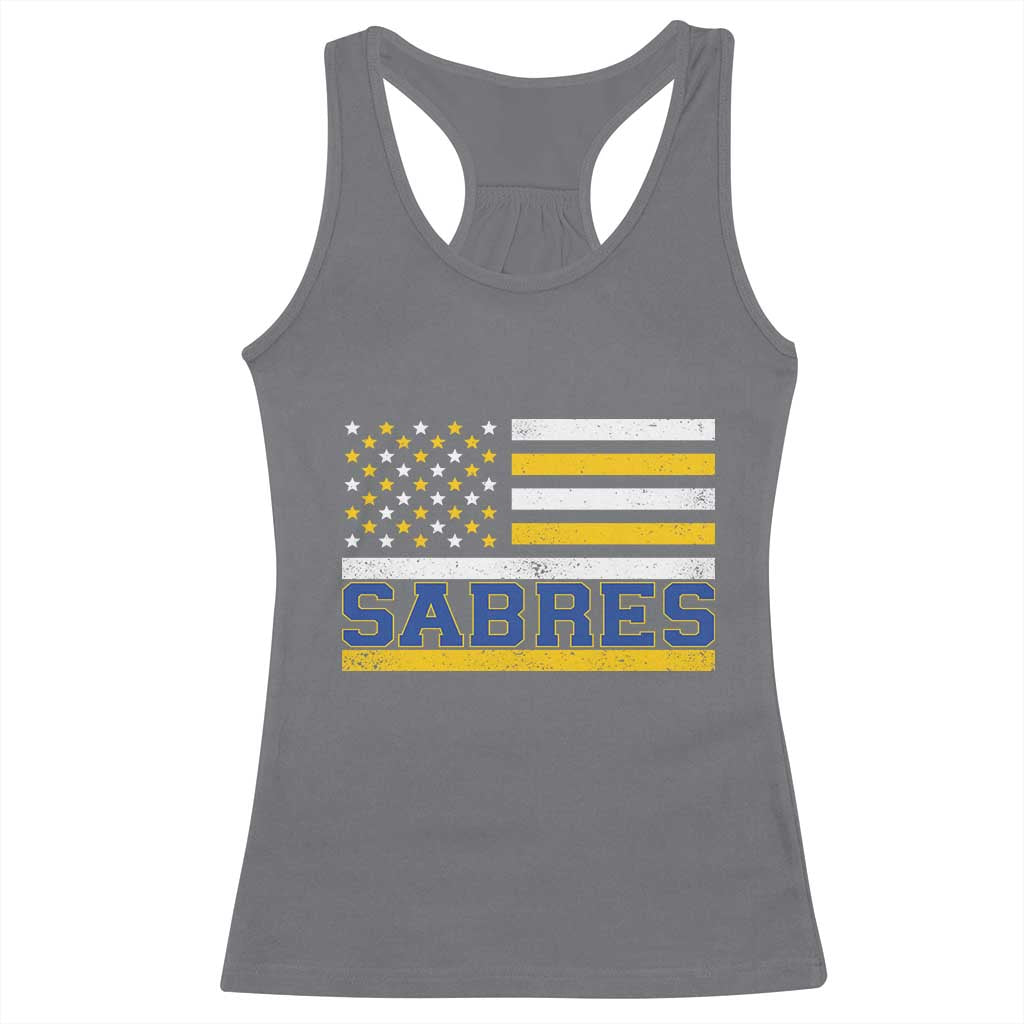 Retro Patriotic Sabres Name Pride American Flag Racerback Tank Top Distressed Sports Fan Graphic TS02 Charcoal Print Your Wear