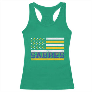 Retro Patriotic Sabres Name Pride American Flag Racerback Tank Top Distressed Sports Fan Graphic TS02 Irish Green Print Your Wear