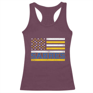 Retro Patriotic Sabres Name Pride American Flag Racerback Tank Top Distressed Sports Fan Graphic TS02 Maroon Print Your Wear