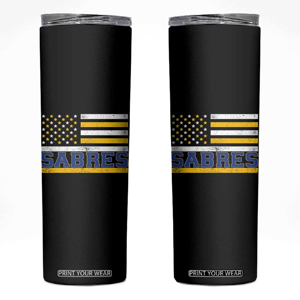 Retro Patriotic Sabres Name Pride American Flag Skinny Tumbler Distressed Sports Fan Graphic TS02 Black Print Your Wear