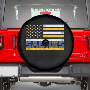 Retro Patriotic Sabres Name Pride American Flag Spare Tire Cover Distressed Sports Fan Graphic TS02 Black Print Your Wear
