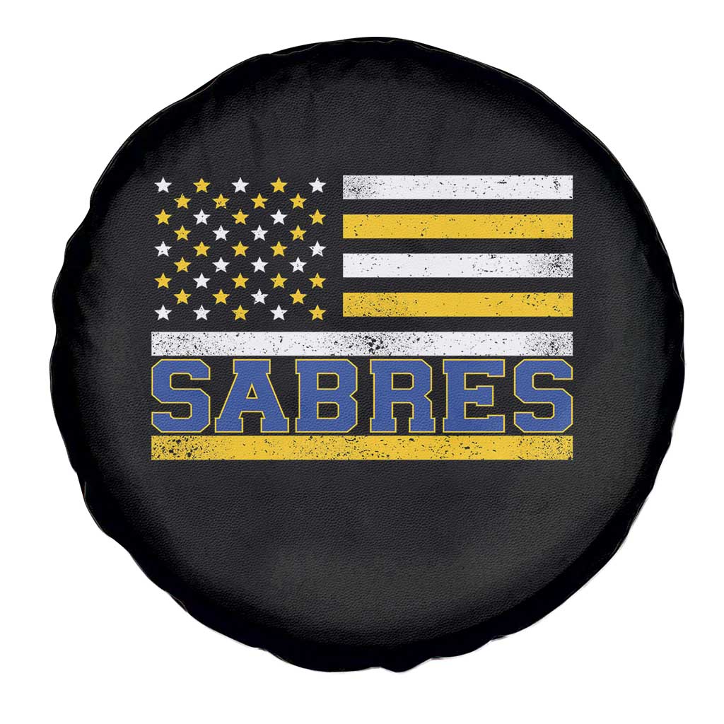 Retro Patriotic Sabres Name Pride American Flag Spare Tire Cover Distressed Sports Fan Graphic TS02 Print Your Wear