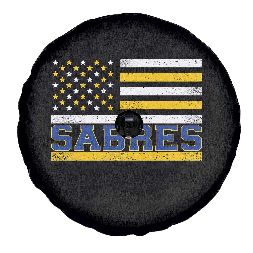 Retro Patriotic Sabres Name Pride American Flag Spare Tire Cover Distressed Sports Fan Graphic TS02 Print Your Wear