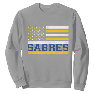 Retro Patriotic Sabres Name Pride American Flag Sweatshirt Distressed Sports Fan Graphic TS02 Sport Gray Print Your Wear