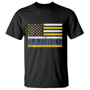 Retro Patriotic Sabres Name Pride American Flag T Shirt Distressed Sports Fan Graphic TS02 Black Print Your Wear