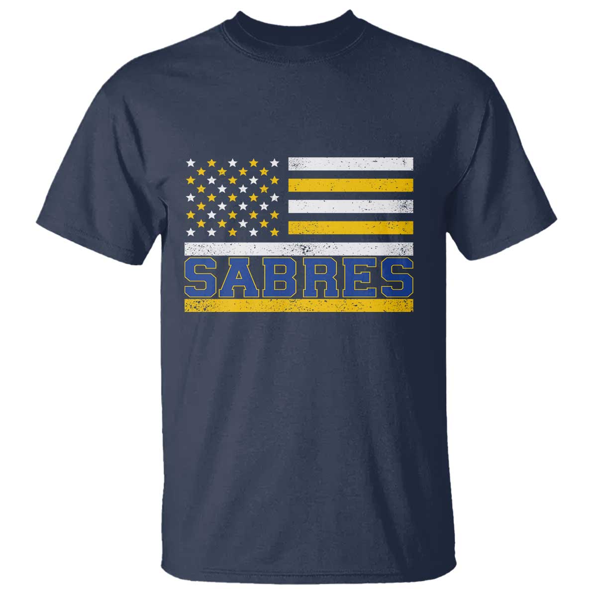 Retro Patriotic Sabres Name Pride American Flag T Shirt Distressed Sports Fan Graphic TS02 Navy Print Your Wear