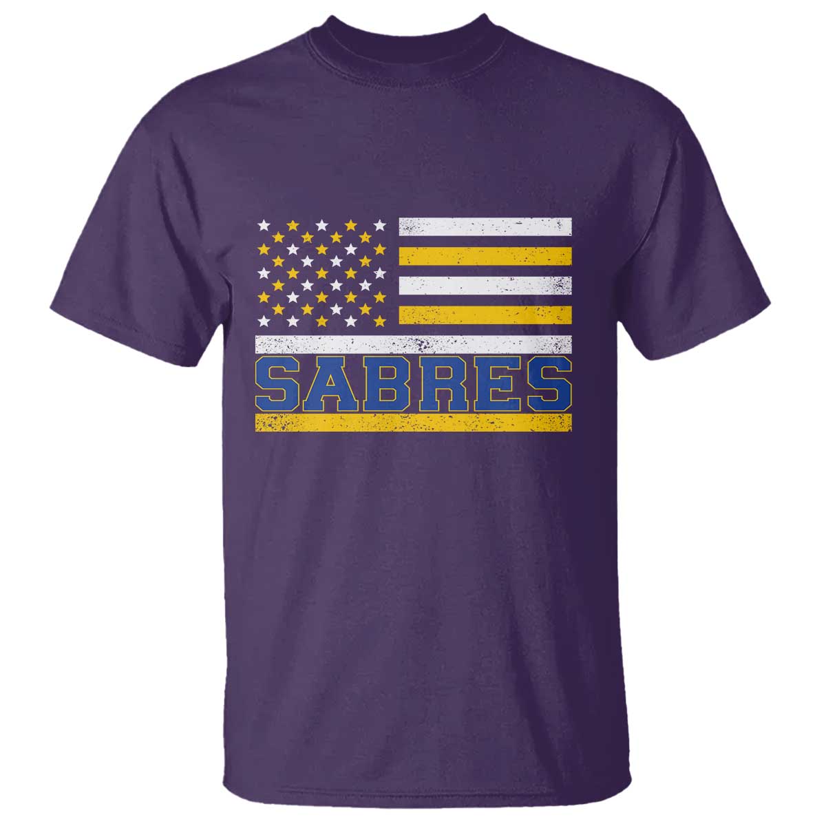 Retro Patriotic Sabres Name Pride American Flag T Shirt Distressed Sports Fan Graphic TS02 Purple Print Your Wear