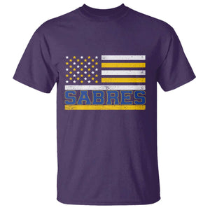 Retro Patriotic Sabres Name Pride American Flag T Shirt Distressed Sports Fan Graphic TS02 Purple Print Your Wear