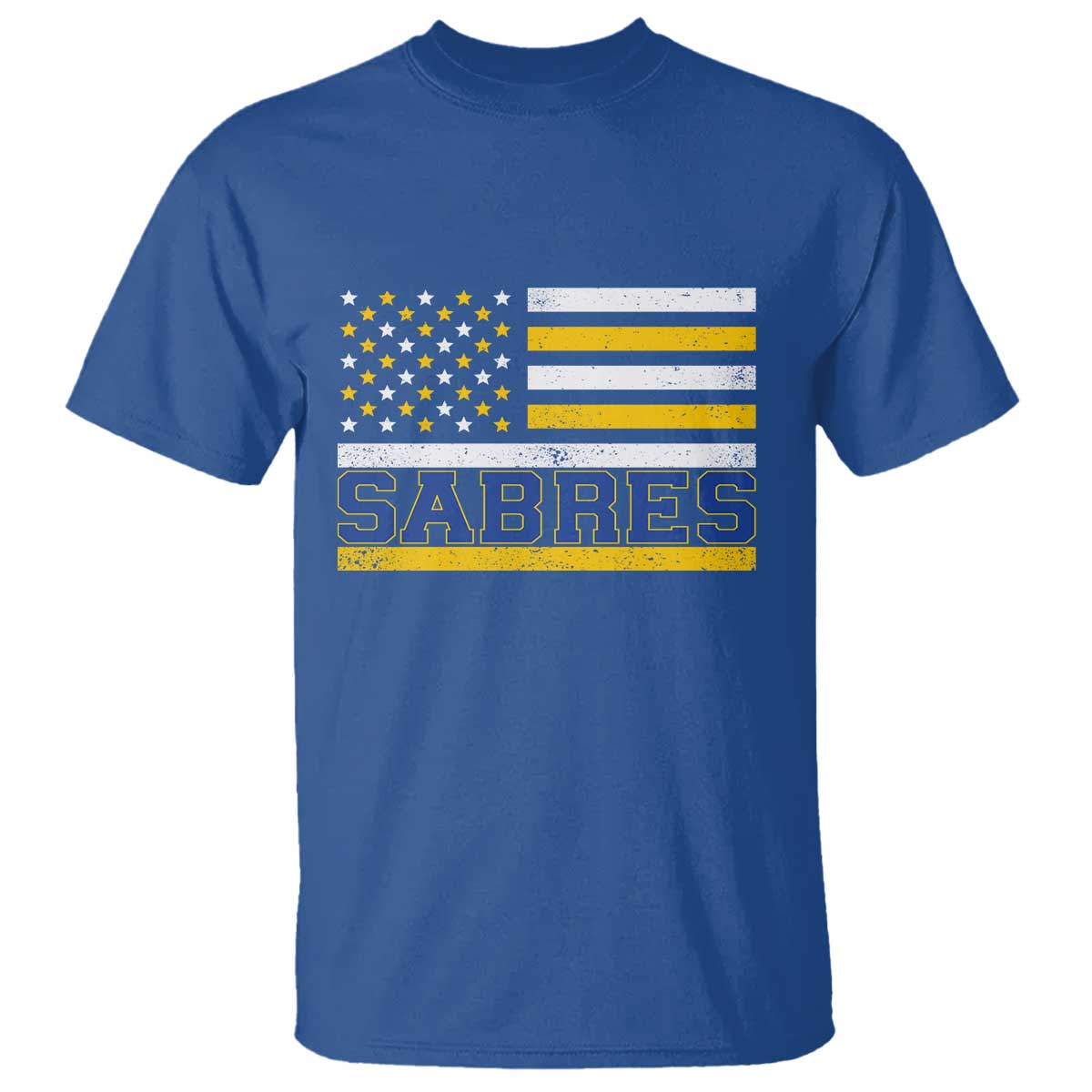 Retro Patriotic Sabres Name Pride American Flag T Shirt Distressed Sports Fan Graphic TS02 Royal Blue Print Your Wear