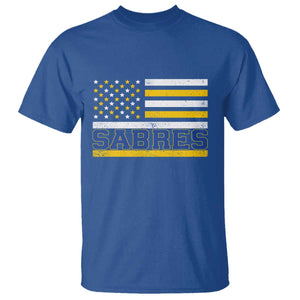 Retro Patriotic Sabres Name Pride American Flag T Shirt Distressed Sports Fan Graphic TS02 Royal Blue Print Your Wear