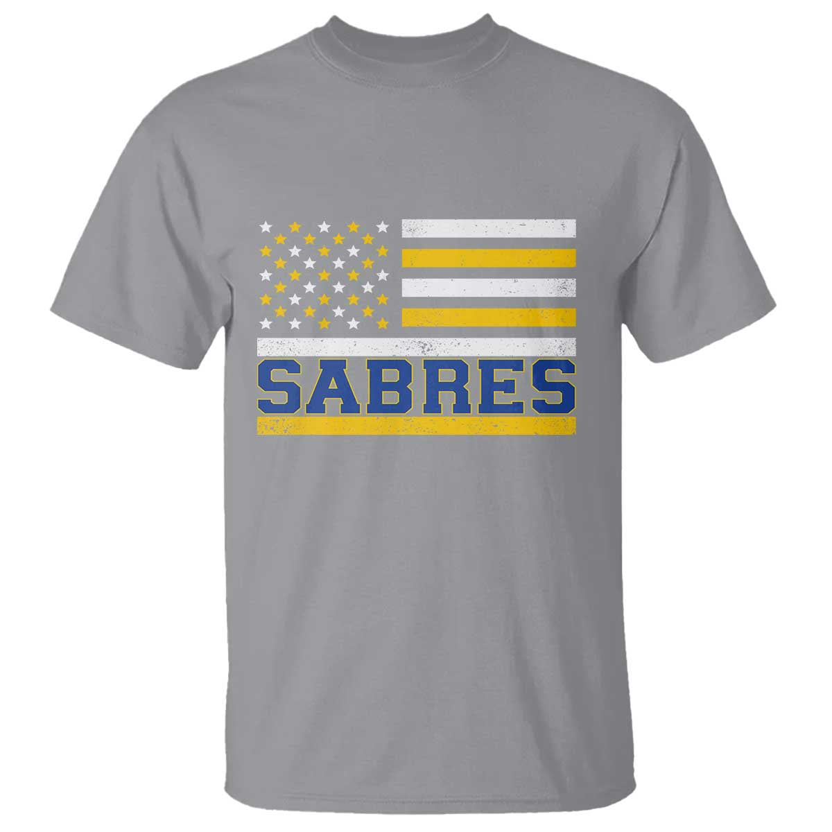 Retro Patriotic Sabres Name Pride American Flag T Shirt Distressed Sports Fan Graphic TS02 Sport Gray Print Your Wear