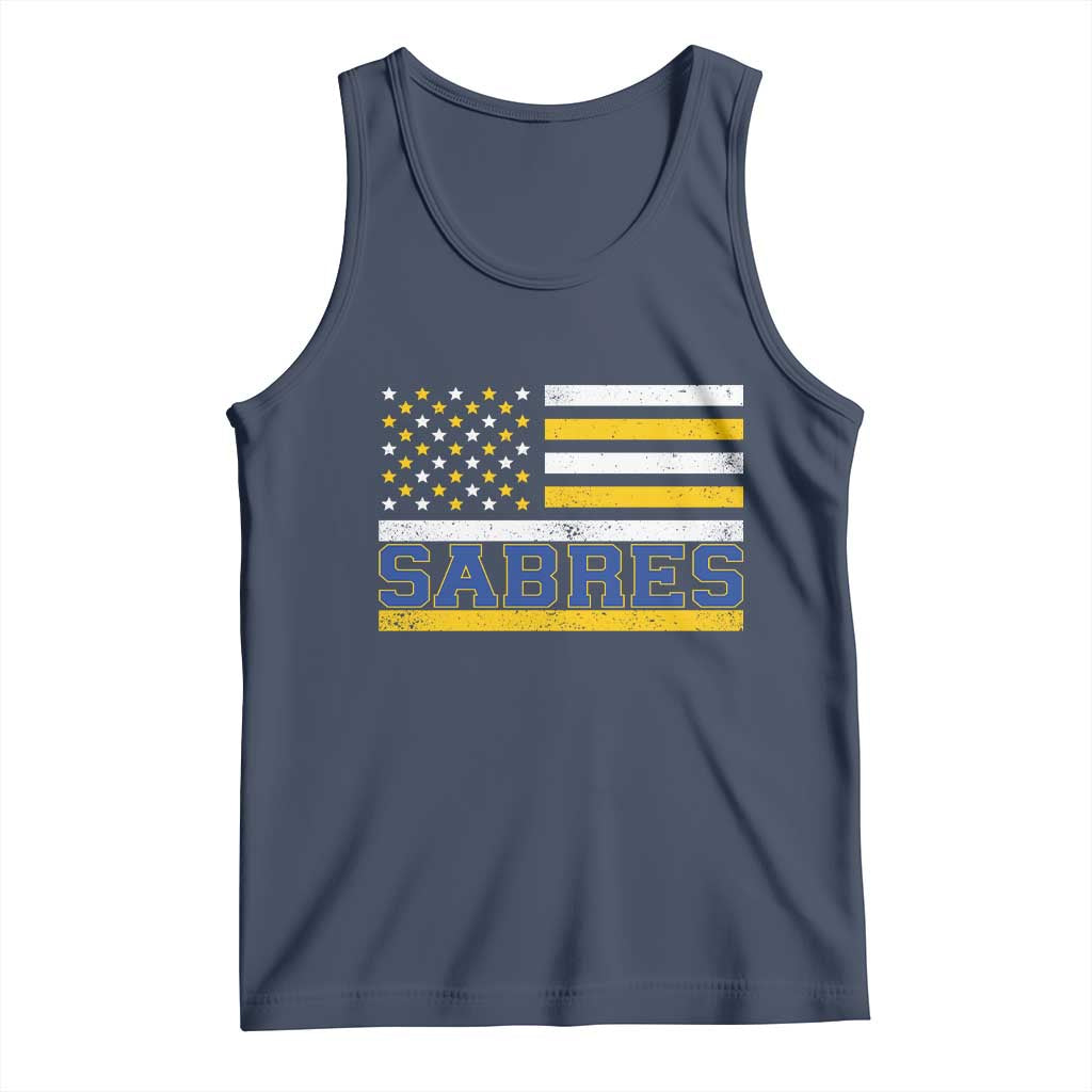 Retro Patriotic Sabres Name Pride American Flag Tank Top Distressed Sports Fan Graphic TS02 Navy Print Your Wear