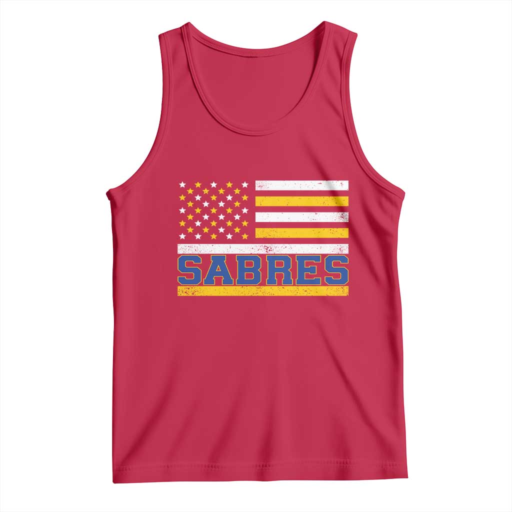 Retro Patriotic Sabres Name Pride American Flag Tank Top Distressed Sports Fan Graphic TS02 Red Print Your Wear