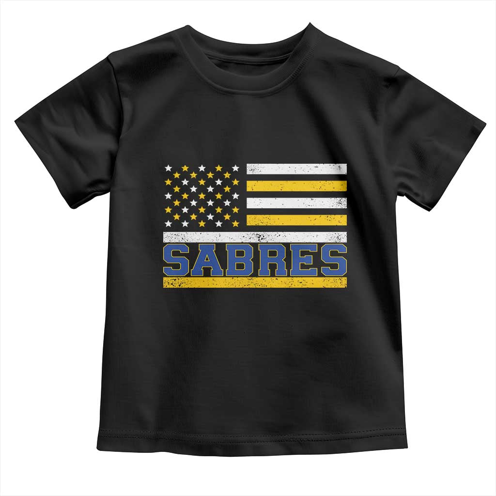 Retro Patriotic Sabres Name Pride American Flag Toddler T Shirt Distressed Sports Fan Graphic TS02 Black Print Your Wear