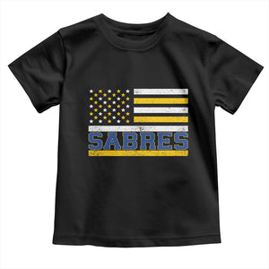 Retro Patriotic Sabres Name Pride American Flag Toddler T Shirt Distressed Sports Fan Graphic TS02 Black Print Your Wear