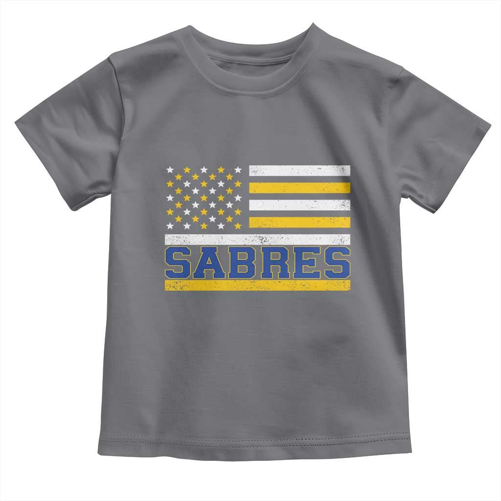 Retro Patriotic Sabres Name Pride American Flag Toddler T Shirt Distressed Sports Fan Graphic TS02 Charcoal Print Your Wear
