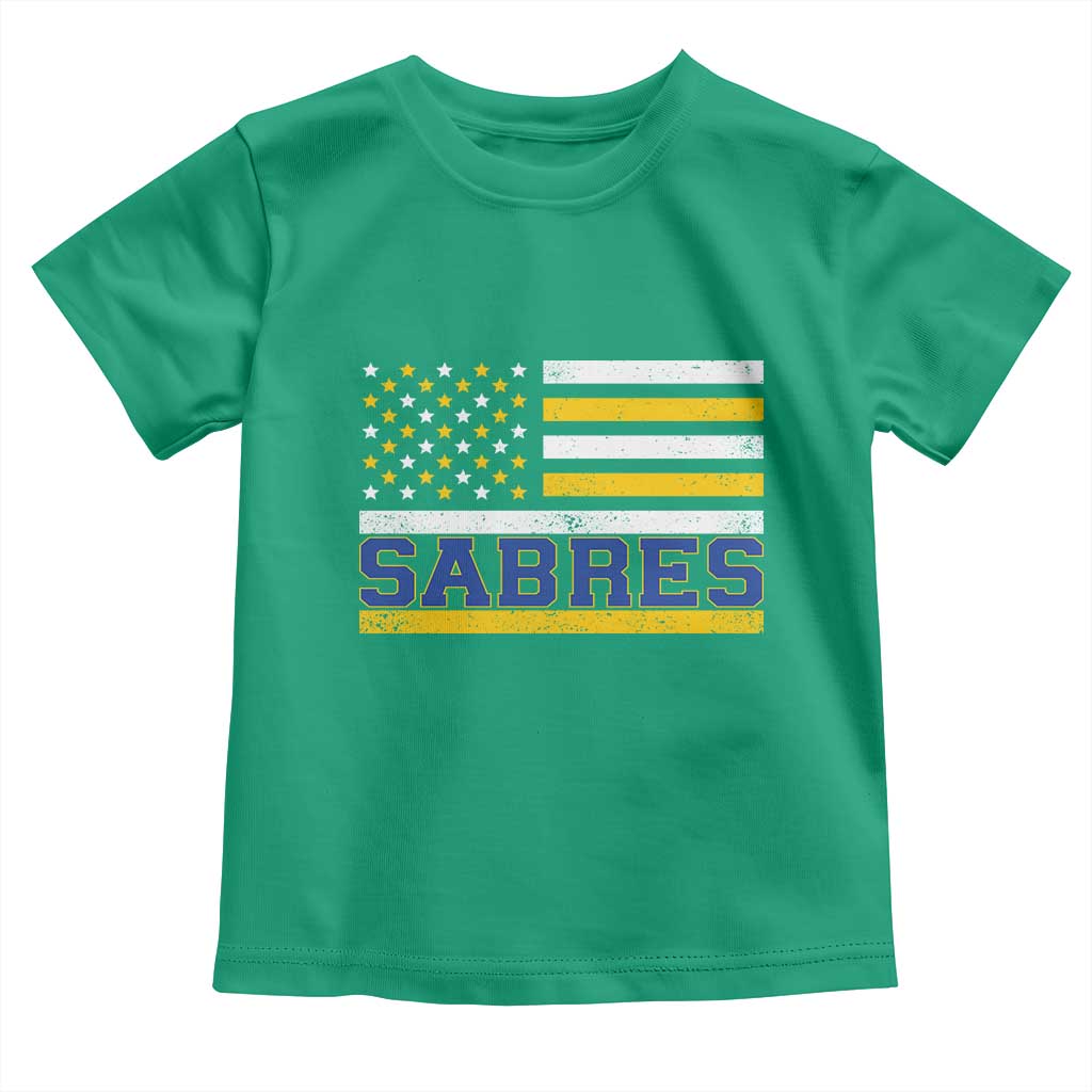 Retro Patriotic Sabres Name Pride American Flag Toddler T Shirt Distressed Sports Fan Graphic TS02 Irish Green Print Your Wear