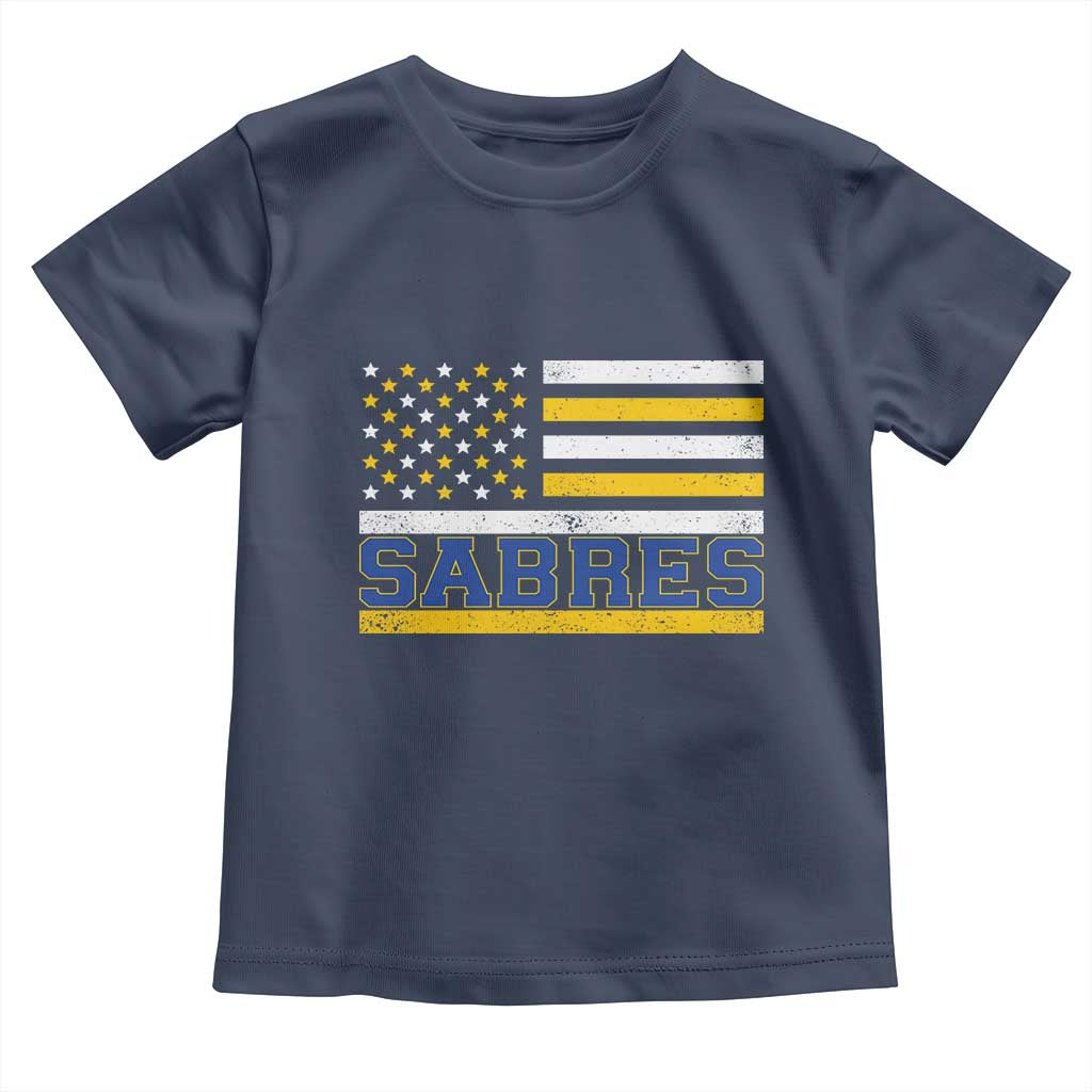 Retro Patriotic Sabres Name Pride American Flag Toddler T Shirt Distressed Sports Fan Graphic TS02 Navy Print Your Wear