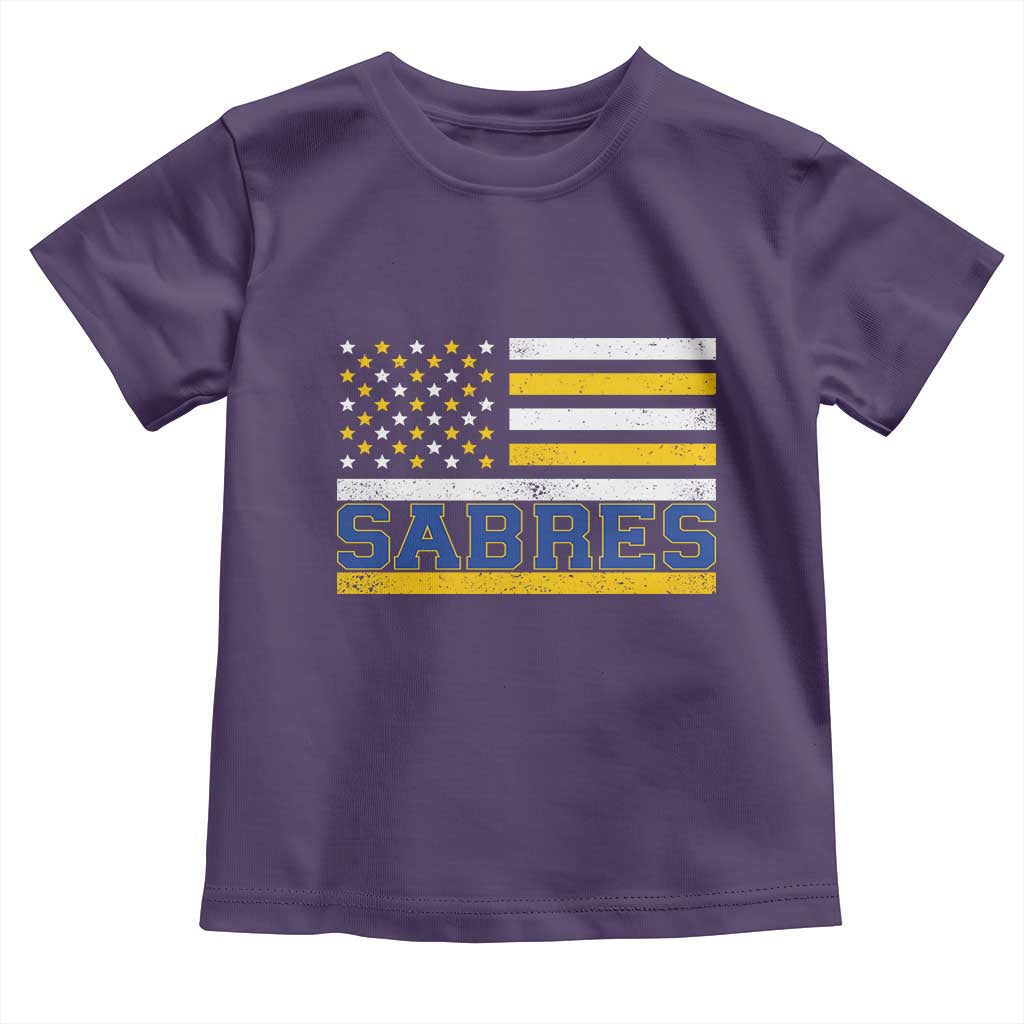 Retro Patriotic Sabres Name Pride American Flag Toddler T Shirt Distressed Sports Fan Graphic TS02 Purple Print Your Wear