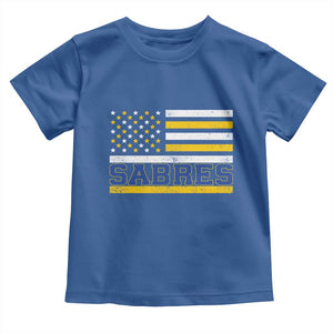 Retro Patriotic Sabres Name Pride American Flag Toddler T Shirt Distressed Sports Fan Graphic TS02 Royal Blue Print Your Wear