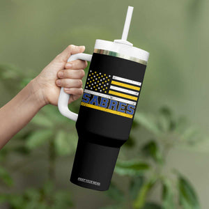 Retro Patriotic Sabres Name Pride American Flag Tumbler With Handle Distressed Sports Fan Graphic TS02 Print Your Wear