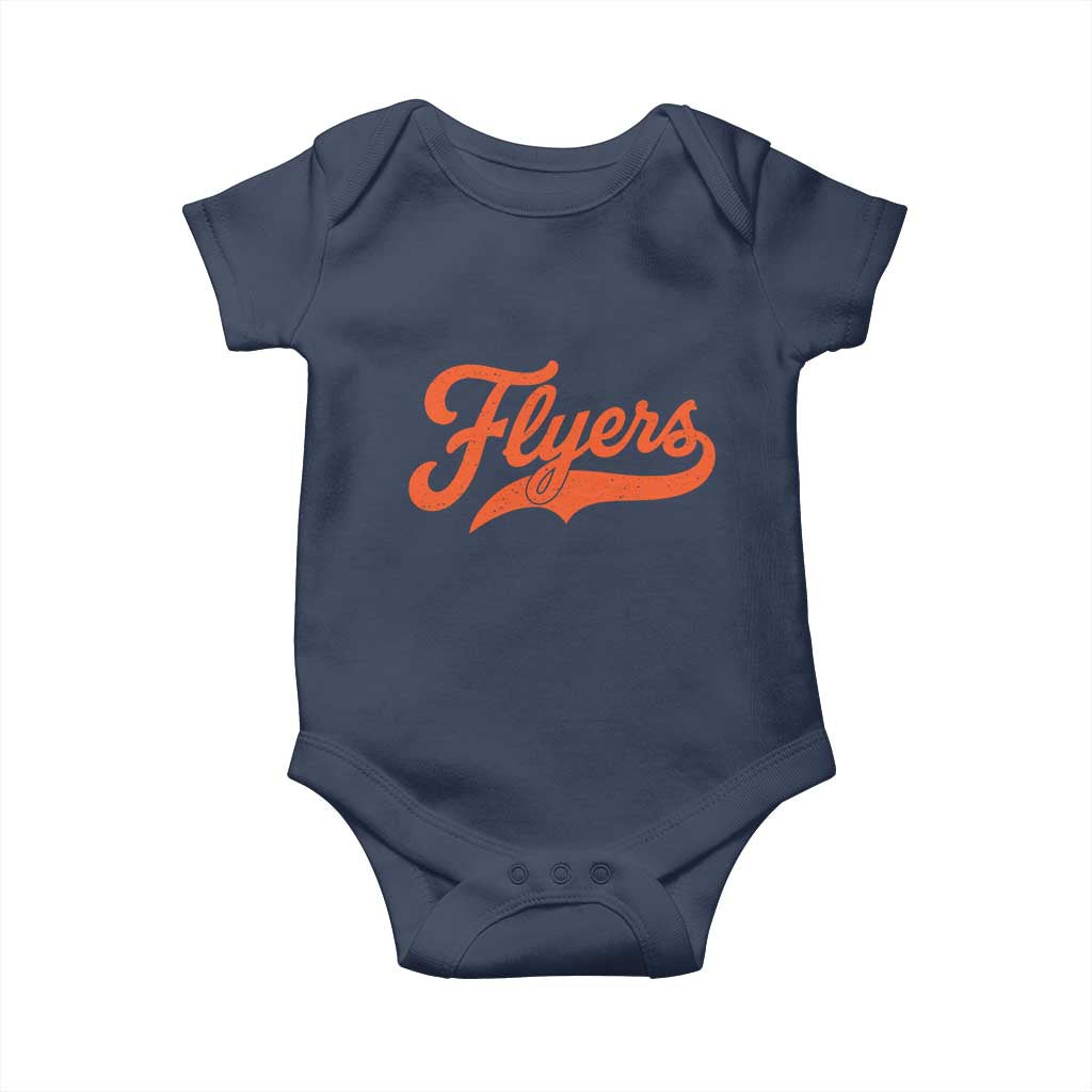 Vintage Flyers Name Script Style Baby Onesie Retro Distressed Tailgate Spirit Sports Fan TS02 Navy Print Your Wear