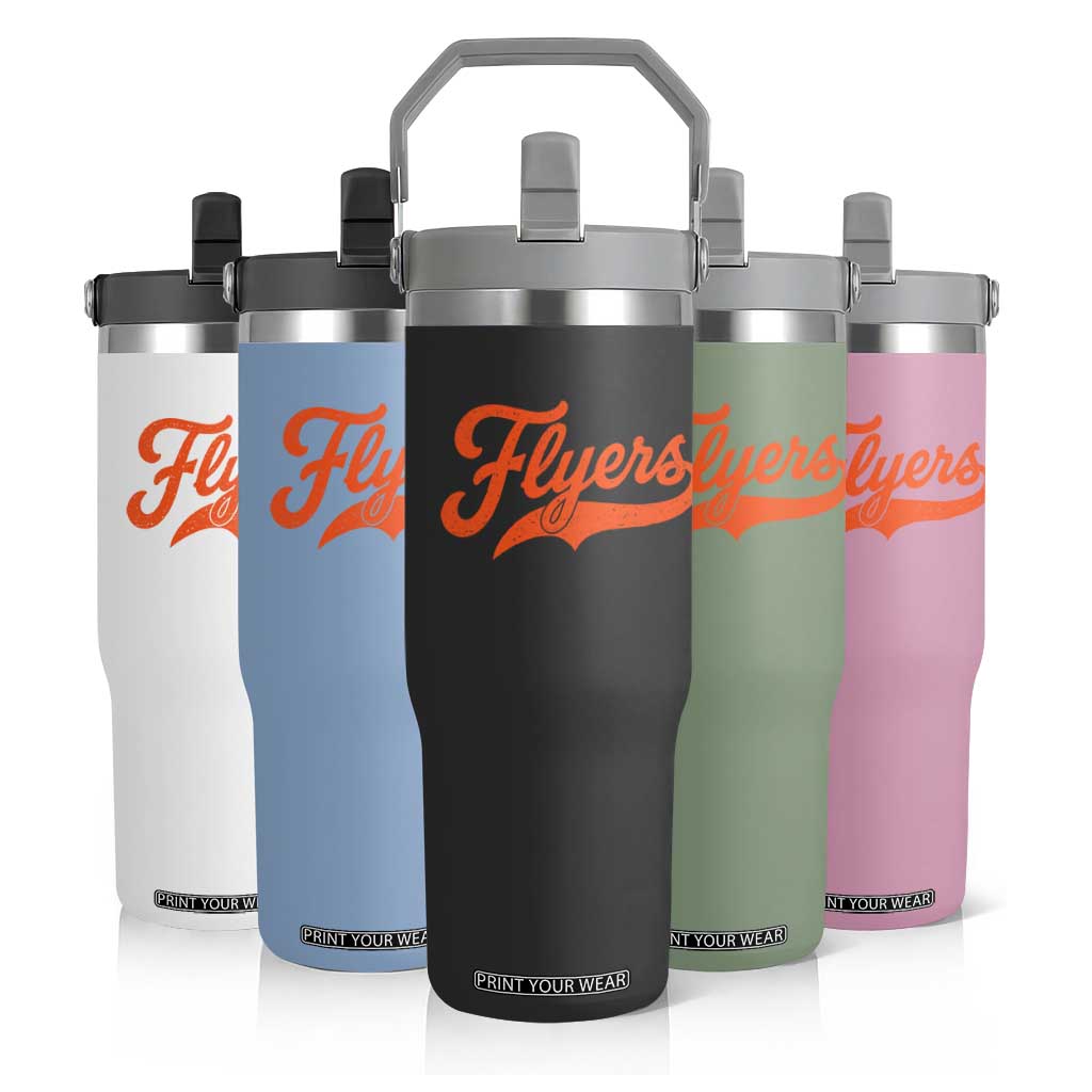 Vintage Flyers Name Script Style Flip Straw Tumbler Retro Distressed Tailgate Spirit Sports Fan TS02 Print Your Wear